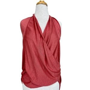 NWT Vivienne Tam Echo Canyon Brick Red Linen Blend Knit Wrap Blouse Vest XS/S